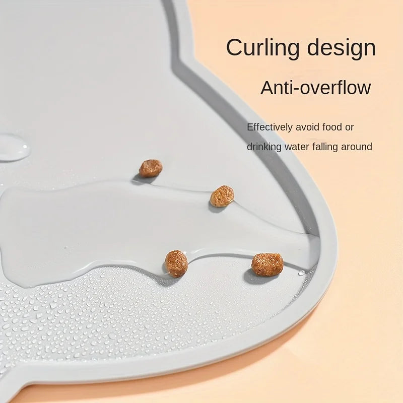 Waterproof Silicone Pet Feeding Mat - Raised Edge Dog & Cat Food Bowl Mat, Easy-to-Clean Placemat