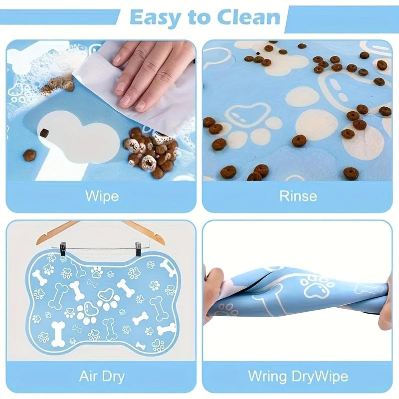 Non-slip pet feeding mat: scratch-resistant, quick-drying, and easy to clean for dogs & cats
