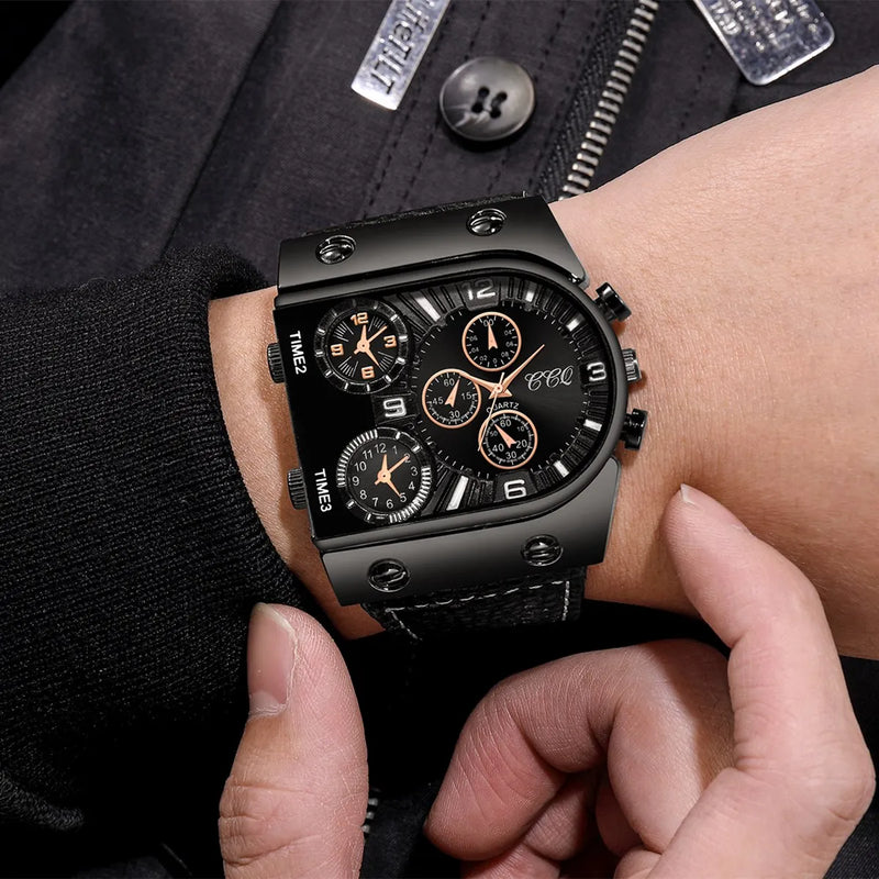 Men's Fashion Watch Leather Strap Casual Sports Style Quartz Watch