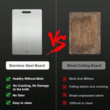 "1pc titanium alloy double-sided stainless steel chopping board—durable and perfect for kitchen and dining.