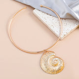 Exaggerated Trend Gold Color Conch Torques Necklace Jewelry Accessories
