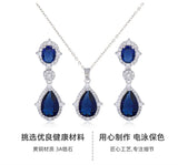 "Elegant zircon jewelry set with necklace and water drop earrings—perfect for brides and special occasions."