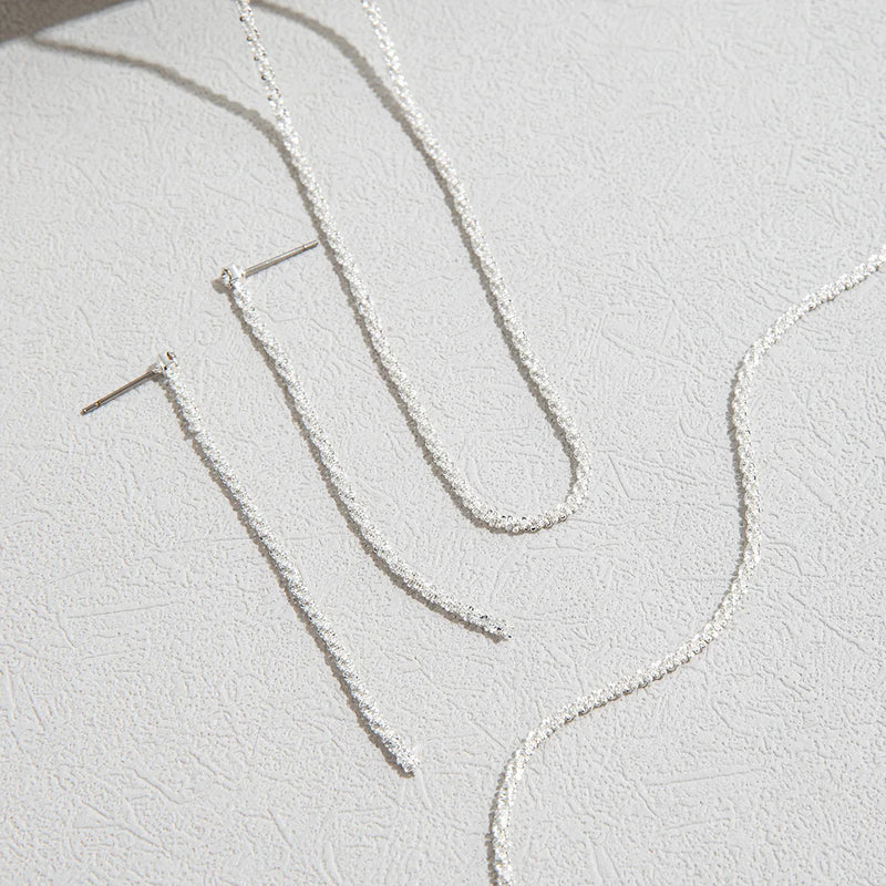 Set of Shiny Silver Plated Collarbone Chain Necklace Bracelet Jewelry, Women's Minimalist Starry Sky Accessories