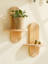 Wooden Wall Shelf - Boho Style Modern Home Decor for Living Room or Bathroom Display