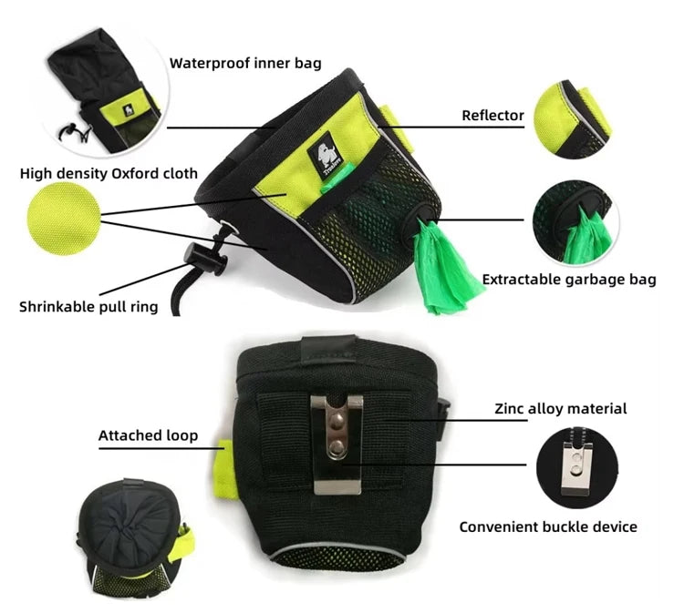 Truelove waterproof treat bag: high-capacity snack pouch with garbage compartment for outdoor pet use