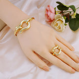 Fashion Jewelry Sets For Women Gold Color Choker Necklace Earrings Bracelets Ring Wedding Set Party
