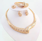 Women Jewelry Sets For Wedding Beads Crystal Pendant Statement Dress Necklace Earrings Bracelet Ring Set