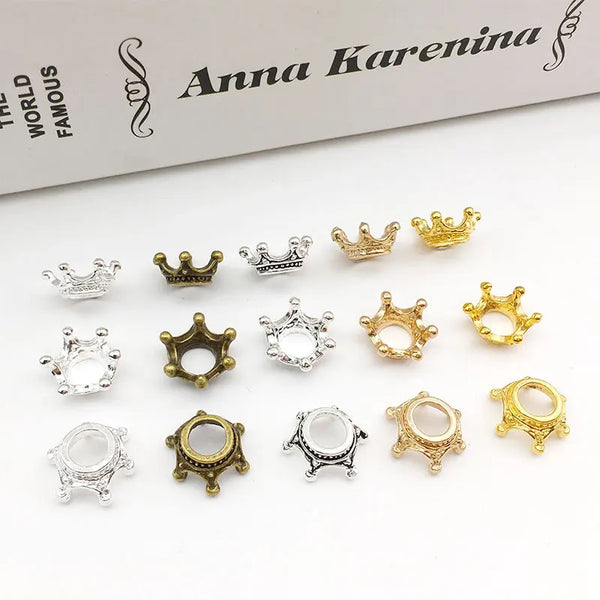 50pcs small crown alloy charms—perfect for DIY jewelry, hair accessories, and crafts