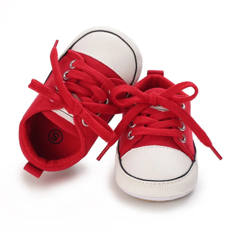 5-Colors Classic Baby Shoes Boys Baby Girls Casual Canvas Sneakers Lace Up Infant Toddler Rubber Anti-slip Newborn Baby Shoes