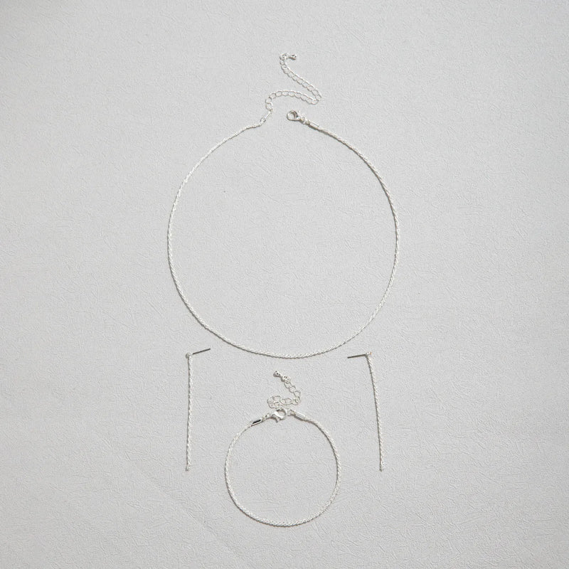 Set of Shiny Silver Plated Collarbone Chain Necklace Bracelet Jewelry, Women's Minimalist Starry Sky Accessories