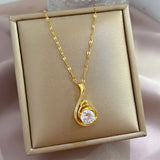 Chic gold pendant necklace with stainless steel link chain. Stylish, durable, and ships free."