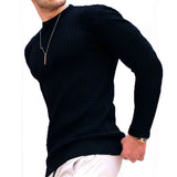 Men's fashion small check Waffle youth crew-neck jacquard check hoodie
