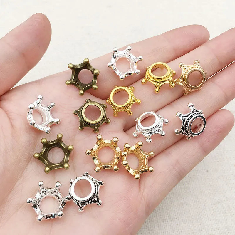 50pcs small crown alloy charms—perfect for DIY jewelry, hair accessories, and crafts