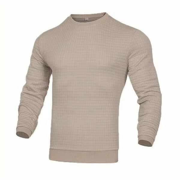 Men's fashion small check Waffle youth crew-neck jacquard check hoodie