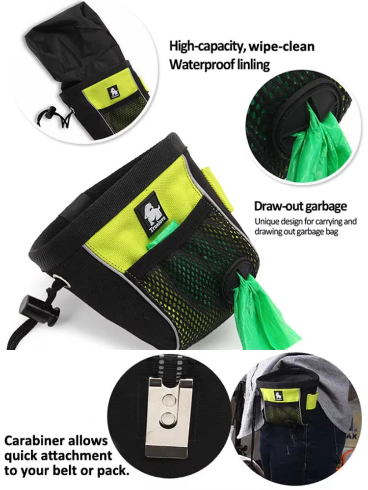 Truelove waterproof treat bag: high-capacity snack pouch with garbage compartment for outdoor pet use