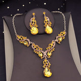Gorgeous Crystal Jewelry Sets for Women Luxury Choker Necklace Earrings Set Wedding Dress Bridal Costume