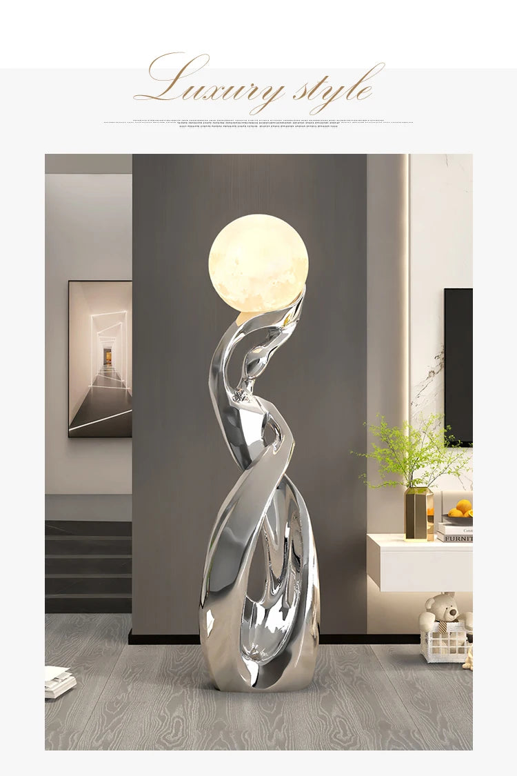 Abstract Art Statue - Nordic Living Room Floor Sculpture, Luminous Home Decor Ornament, Housewarming Gift