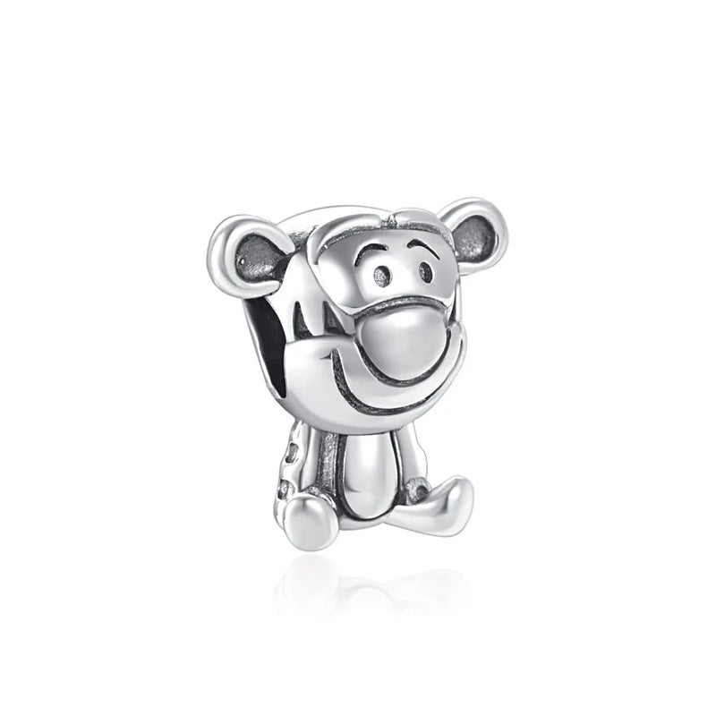 Cute 925 sterling silver cat pendant bead—fits original charm bracelets. Perfect for women and men.