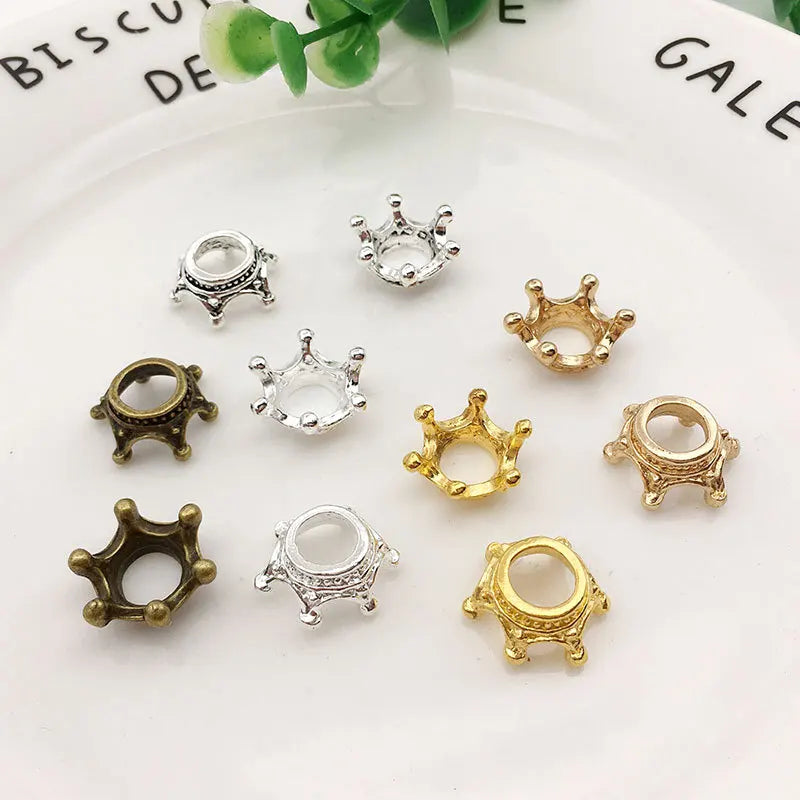 50pcs small crown alloy charms—perfect for DIY jewelry, hair accessories, and crafts