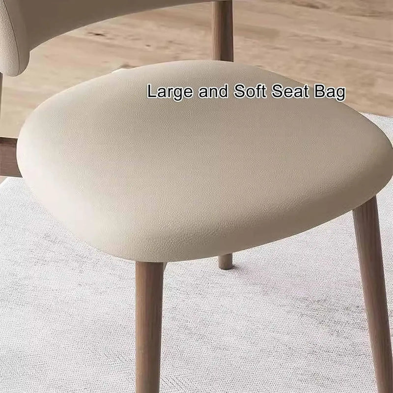 Cafe lounge chair, upholstered dining chair, curved back cushion, modern armless dining side chair