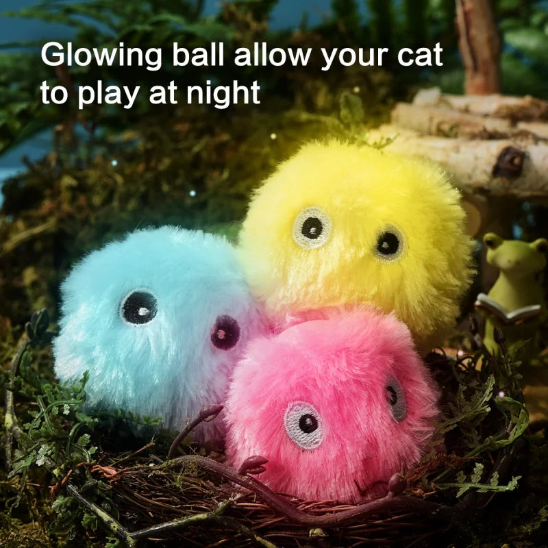 1/3pcs plush interactive toy balls—smart, touch-activated with sound and catnip, perfect for playful cats and dogs.
