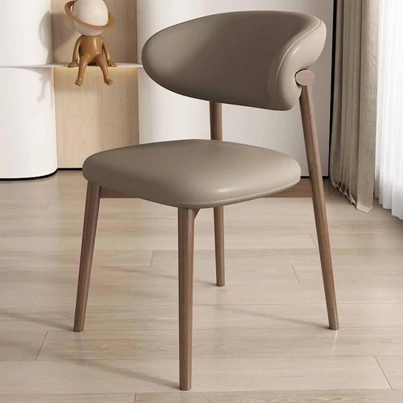 Cafe lounge chair, upholstered dining chair, curved back cushion, modern armless dining side chair