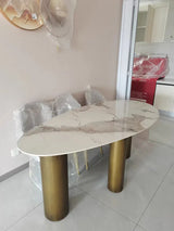 Modern marble kitchen dining table—luxury mid-century design perfect for home and living spaces."