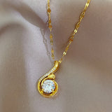 Chic gold pendant necklace with stainless steel link chain. Stylish, durable, and ships free."