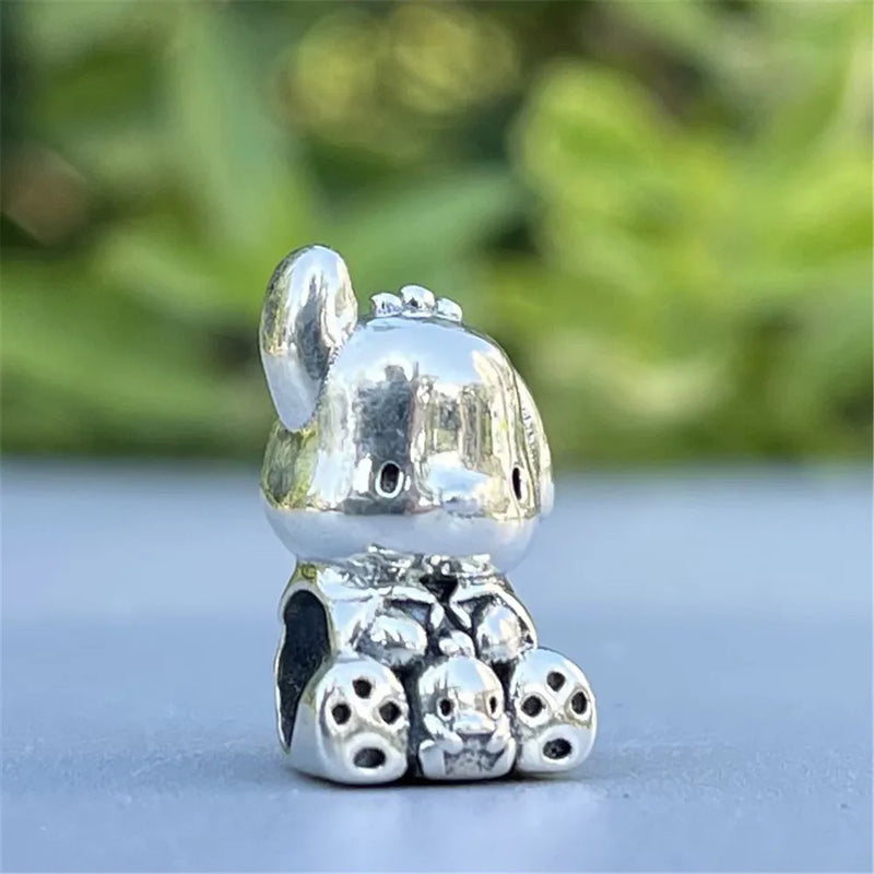 Cute 925 sterling silver cat pendant bead—fits original charm bracelets. Perfect for women and men.