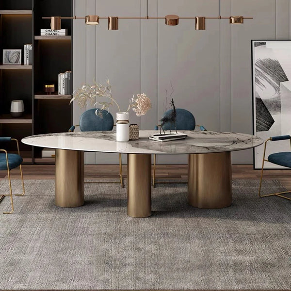 Modern marble kitchen dining table—luxury mid-century design perfect for home and living spaces."