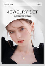 "Elegant zircon jewelry set with necklace and water drop earrings—perfect for brides and special occasions."
