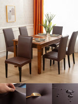 Dining Chair Covers,Solid Pu Leather Waterproof and Oilproof Stretch Dining Chair Protector Cover Slipcover