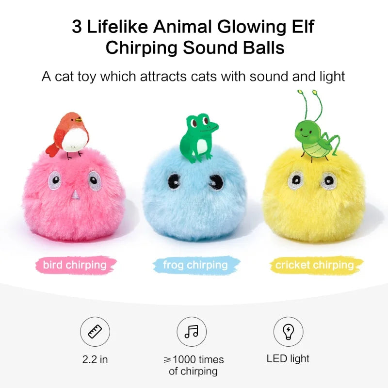 1/3pcs plush interactive toy balls—smart, touch-activated with sound and catnip, perfect for playful cats and dogs.