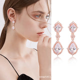 "Elegant zircon jewelry set with necklace and water drop earrings—perfect for brides and special occasions."
