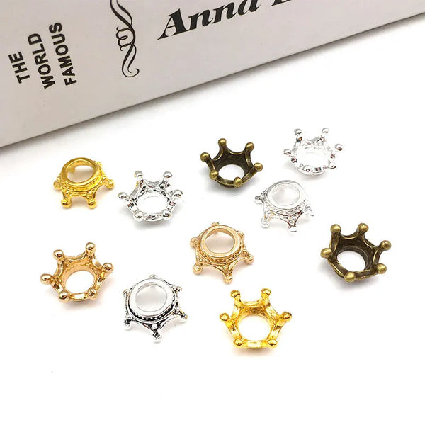 50pcs small crown alloy charms—perfect for DIY jewelry, hair accessories, and crafts