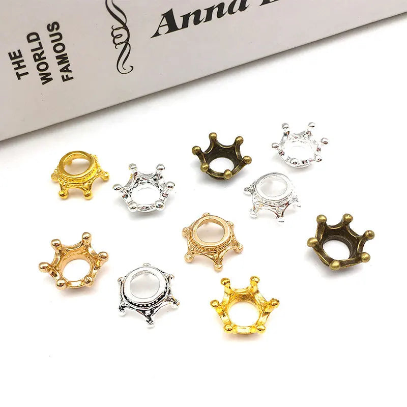 50pcs small crown alloy charms—perfect for DIY jewelry, hair accessories, and crafts