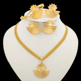 Fashion Women Jewelry Set for Accessories 18k Gold Color Earrings and Ring Bangle Ring Set for Engagement Party