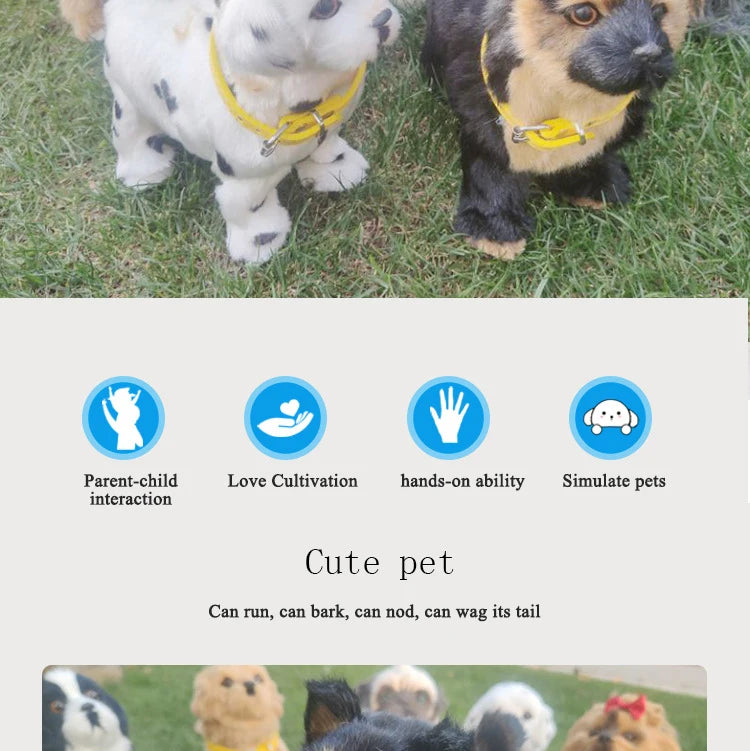 Voice-controlled electric dog toy plush with music, perfect for kids and as a gift.