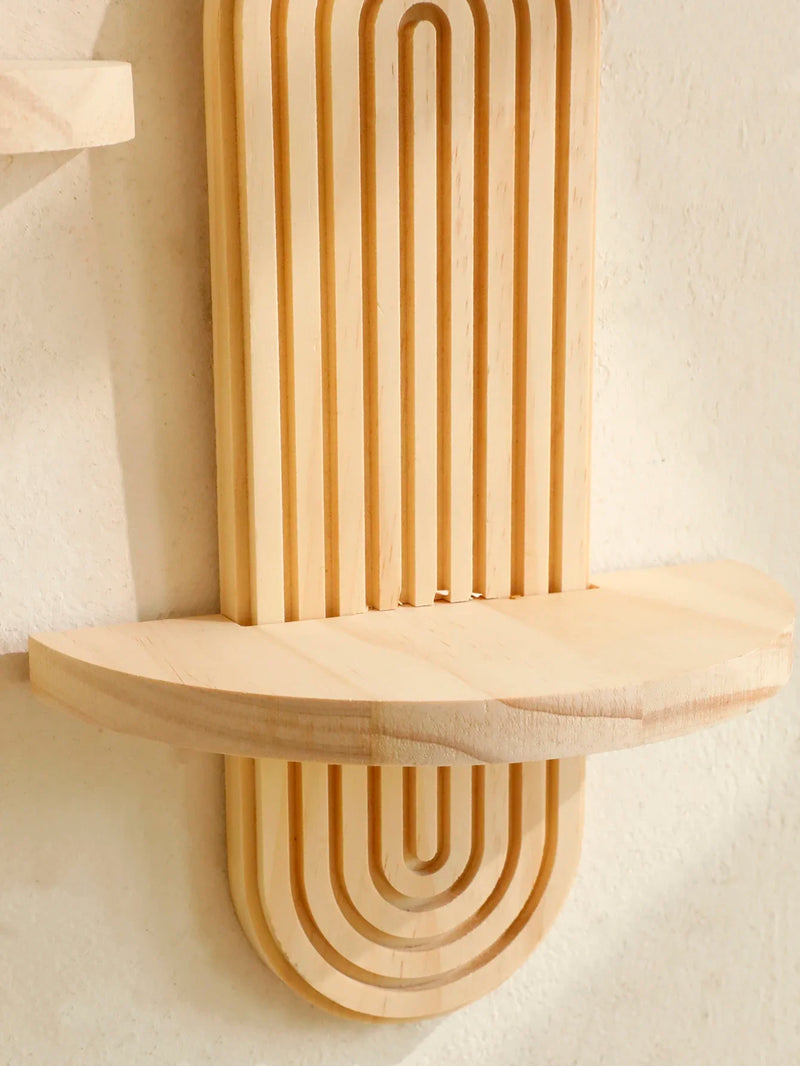 Wooden Wall Shelf - Boho Style Modern Home Decor for Living Room or Bathroom Display