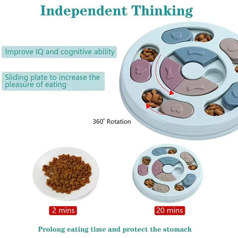 Interactive pet toy set: slow feeder & brain games to entertain and stimulate cats and dogs