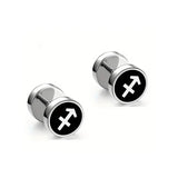 Men's Fashion Twelve Constellations Dumbbell Stainless Steel Earrings