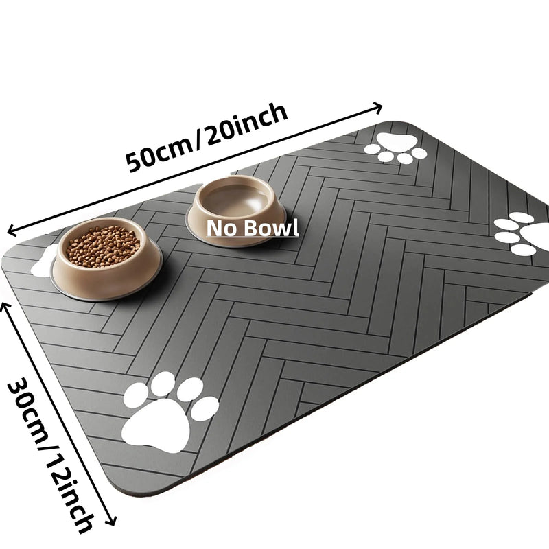 Absorbent Pet Feeding Mat - Waterproof Rubber-Backed Bowl Mat for Dogs & Cats, Quick-Drying Design