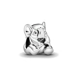 Cute 925 sterling silver cat pendant bead—fits original charm bracelets. Perfect for women and men.