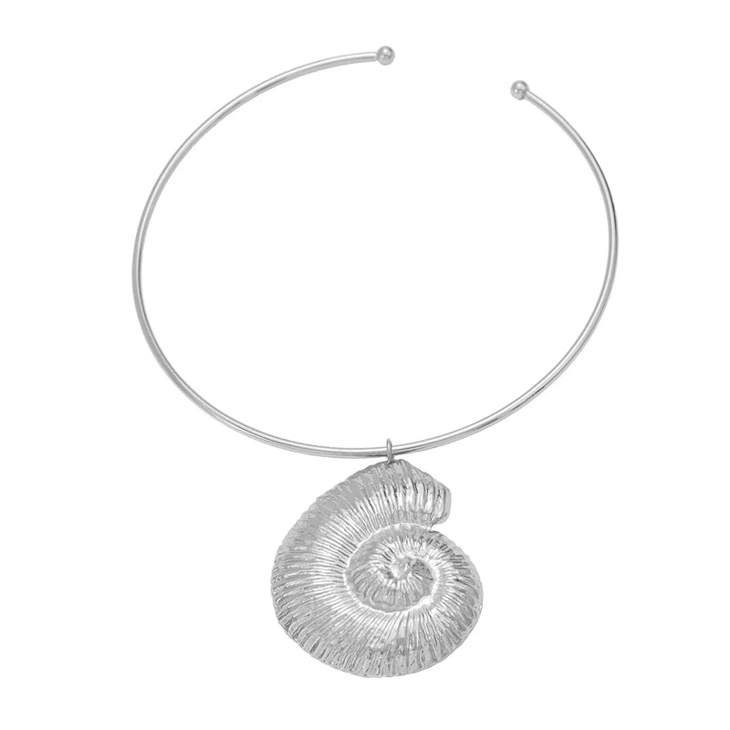 Exaggerated Trend Gold Color Conch Torques Necklace Jewelry Accessories