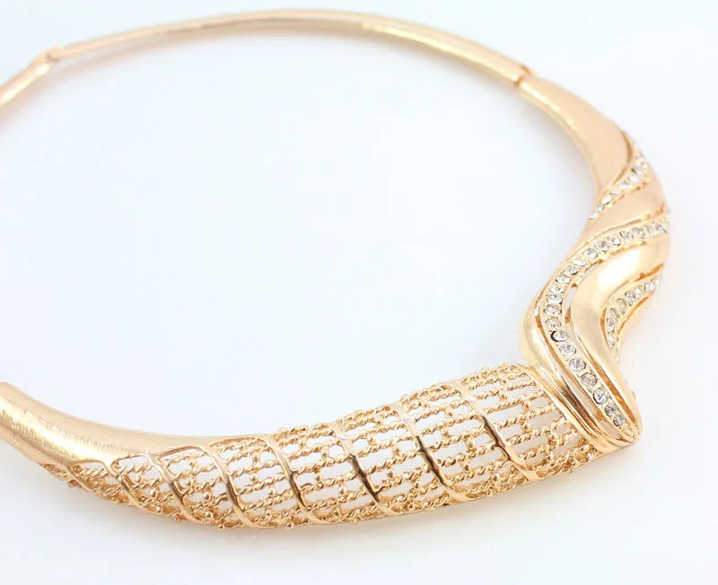Women Jewelry Sets For Wedding Beads Crystal Pendant Statement Dress Necklace Earrings Bracelet Ring Set