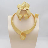 Women's Jewelry Sets Gold Plated Sprial Necklaces Simple Earrings Italian Fashion Rings Bracelets
