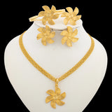 Fashion Women Jewelry Set for Accessories 18k Gold Color Earrings and Ring Bangle Ring Set for Engagement Party