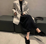 Black crochet knit maxi dress—loose, stylish, and perfect for evening wear with a Y2K Harajuku vibe