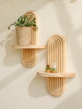 Wooden Wall Shelf - Boho Style Modern Home Decor for Living Room or Bathroom Display