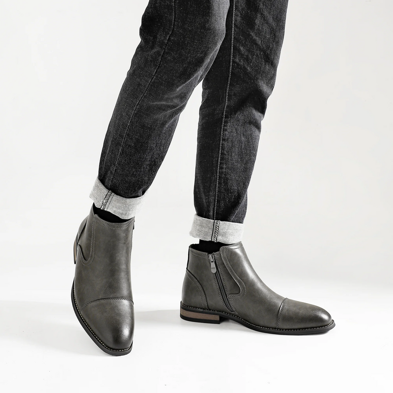 Men's Comfortable Ankle Leather Boots Men's Fashion Brand